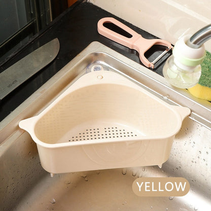 Sink Filter kitchen triangular sink filter Strainer Drain Vegetable Fruite Drainer Basket Suction Cup Sponge Holder Storage Rack