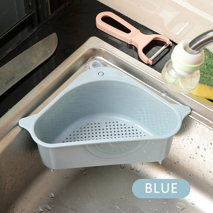 Sink Filter kitchen triangular sink filter Strainer Drain Vegetable Fruite Drainer Basket Suction Cup Sponge Holder Storage Rack